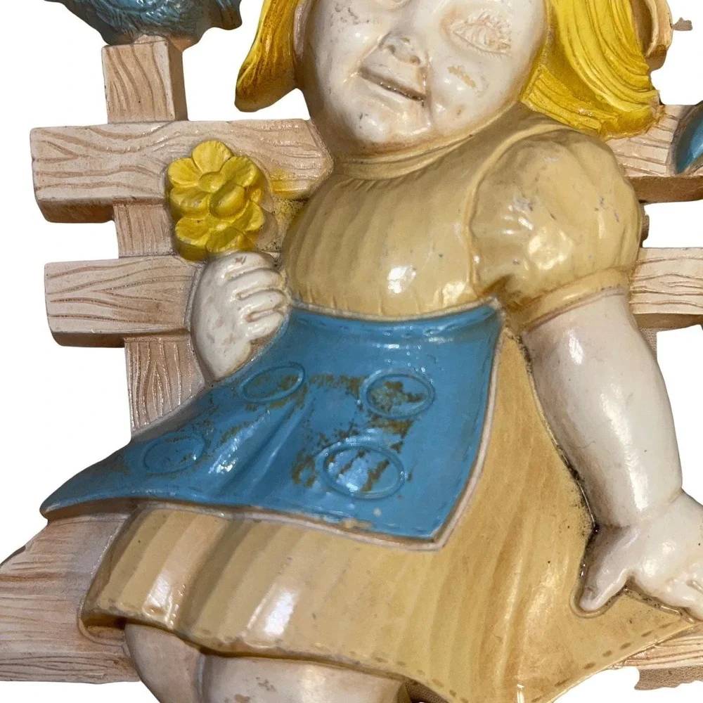 Vintage HOMCO‎ Boy & Girl Wall Plaques 1977 Dart Industries Nursery Decor Set 2